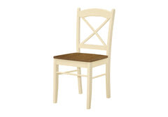 Dining Chair, Set Of 2, Side, Kitchen, Dining Room, Oak And Cream, Wood Legs, Transitional
