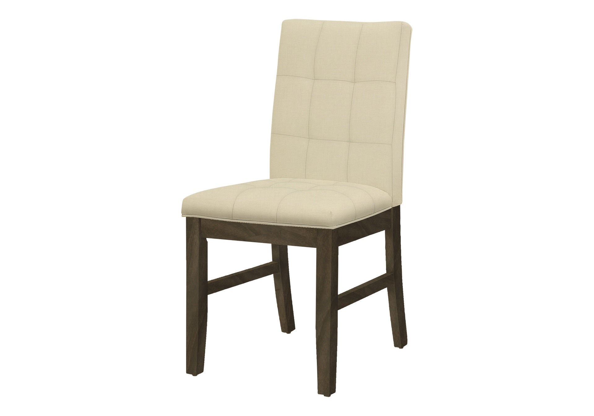 Dining Chair, 37" Height, Set Of 2, Upholstered, Dining Room, Kitchen, Cream Fabric, Grey Solid Wood, Transitional