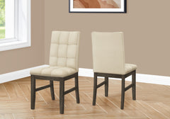 Dining Chair, 37" Height, Set Of 2, Upholstered, Dining Room, Kitchen, Cream Fabric, Grey Solid Wood, Transitional