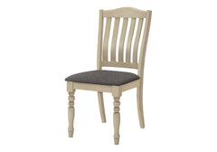 Dining Chair, 39" Height, Set Of 2, Upholstered, Dining Room, Kitchen, Side, Antique Grey, Grey Fabric, Wood Legs, Transitional