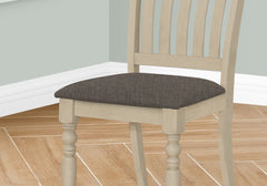 Dining Chair, 39" Height, Set Of 2, Upholstered, Dining Room, Kitchen, Side, Antique Grey, Grey Fabric, Wood Legs, Transitional