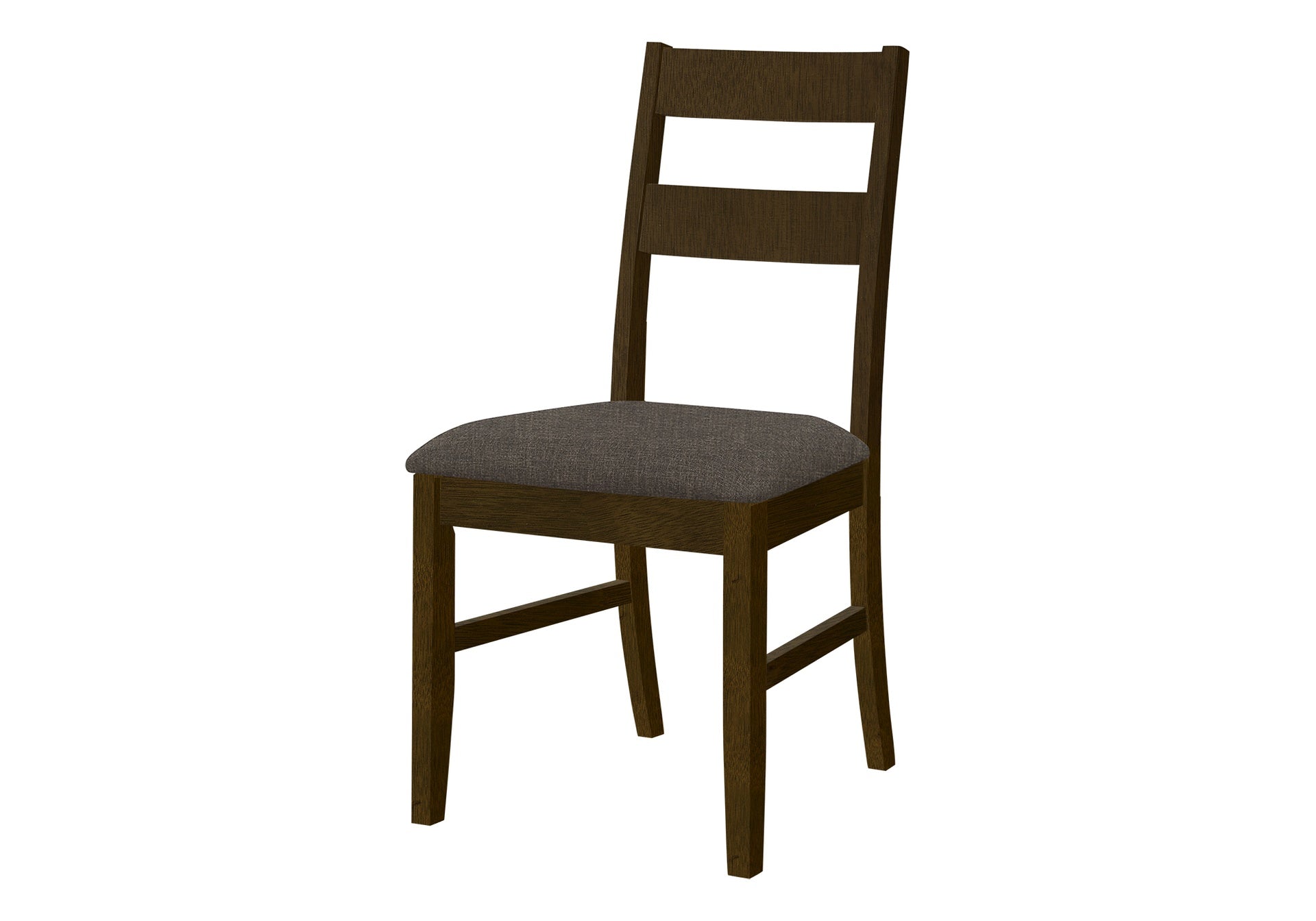 Dining Chair, 37" Height, Set Of 2, Upholstered, Side, Dining Room, Kitchen, Brown Solid Wood, Brown Fabric, Transitional