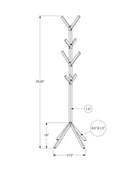 Coat Rack, Hall Tree, Free Standing, 8 Hooks, Entryway, 70"h, Bedroom, White Metal, Contemporary, Modern