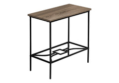 Accent Table, Side, End, Narrow, Small, 2 Tier, Living Room, Bedroom, Brown Laminate, Black Metal, Contemporary, Modern