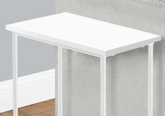 Accent Table, Side, End, Narrow, Small, 2 Tier, Living Room, Bedroom, White Laminate, White Metal, Contemporary, Modern