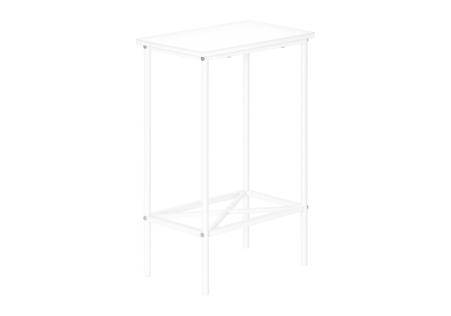 Accent Table, Side, End, Narrow, Small, 2 Tier, Living Room, Bedroom, White Laminate, White Metal, Contemporary, Modern