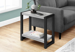 Accent Table, Side, End, Narrow, Small, 2 Tier, Living Room, Bedroom, Grey Laminate, Black Metal, Contemporary, Modern