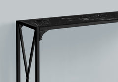 Accent Table, Console, Entryway, Narrow, Sofa, Living Room, Bedroom, Black Marble Look, Black Metal, Contemporary, Modern