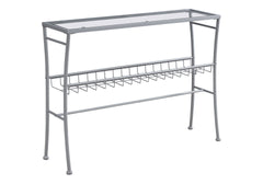 Accent Table, Console, Entryway, Narrow, Sofa, Living Room, Bedroom, Clear Tempered Glass, Silver Metal, Contemporary, Modern