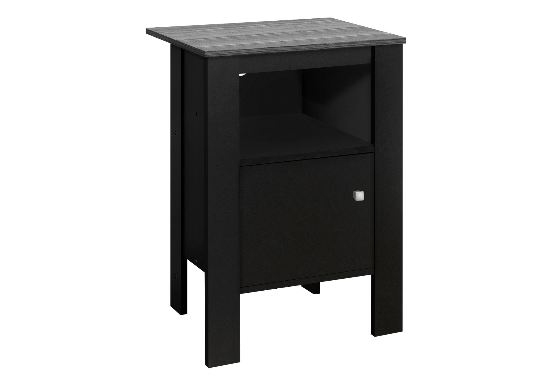 Accent Table, Side, End, Nightstand, Lamp, Storage, Living Room, Bedroom, Black And Grey Laminate, Transitional