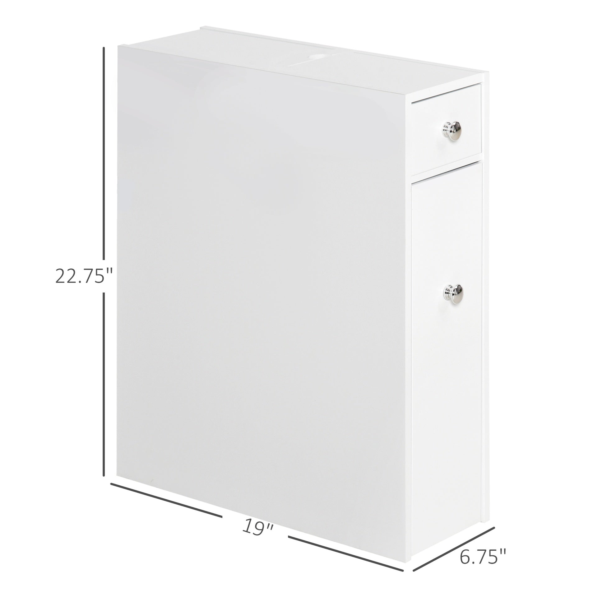 HOMCOM Wooden Narrow Modern Bathroom Furniture Cabinet, White
