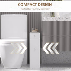HOMCOM Wooden Narrow Modern Bathroom Furniture Cabinet, White