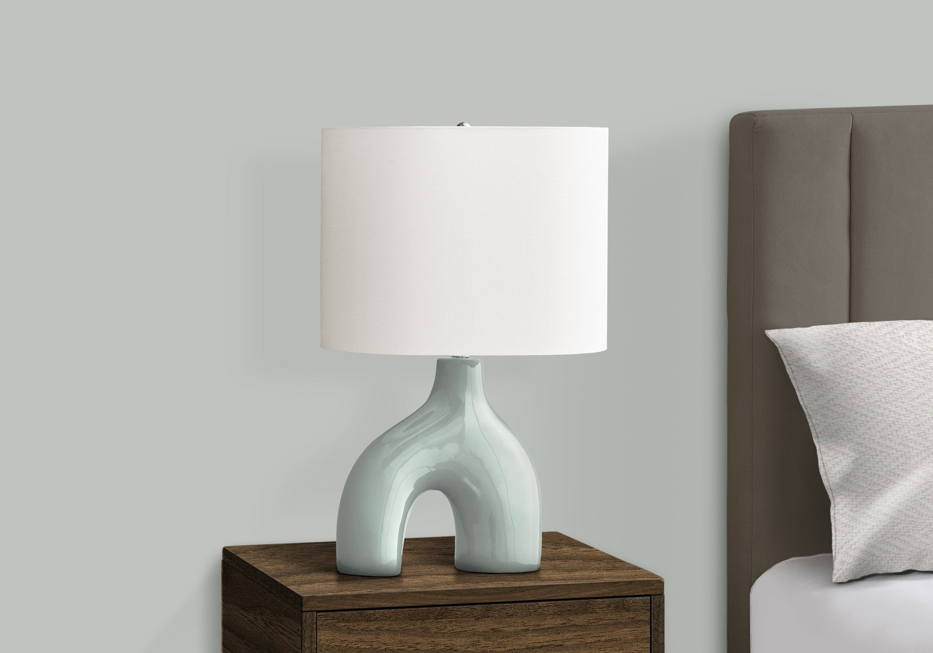 Lighting, 25"h, Table Lamp, Green Ceramic, Ivory / Cream Shade, Contemporary, Modern