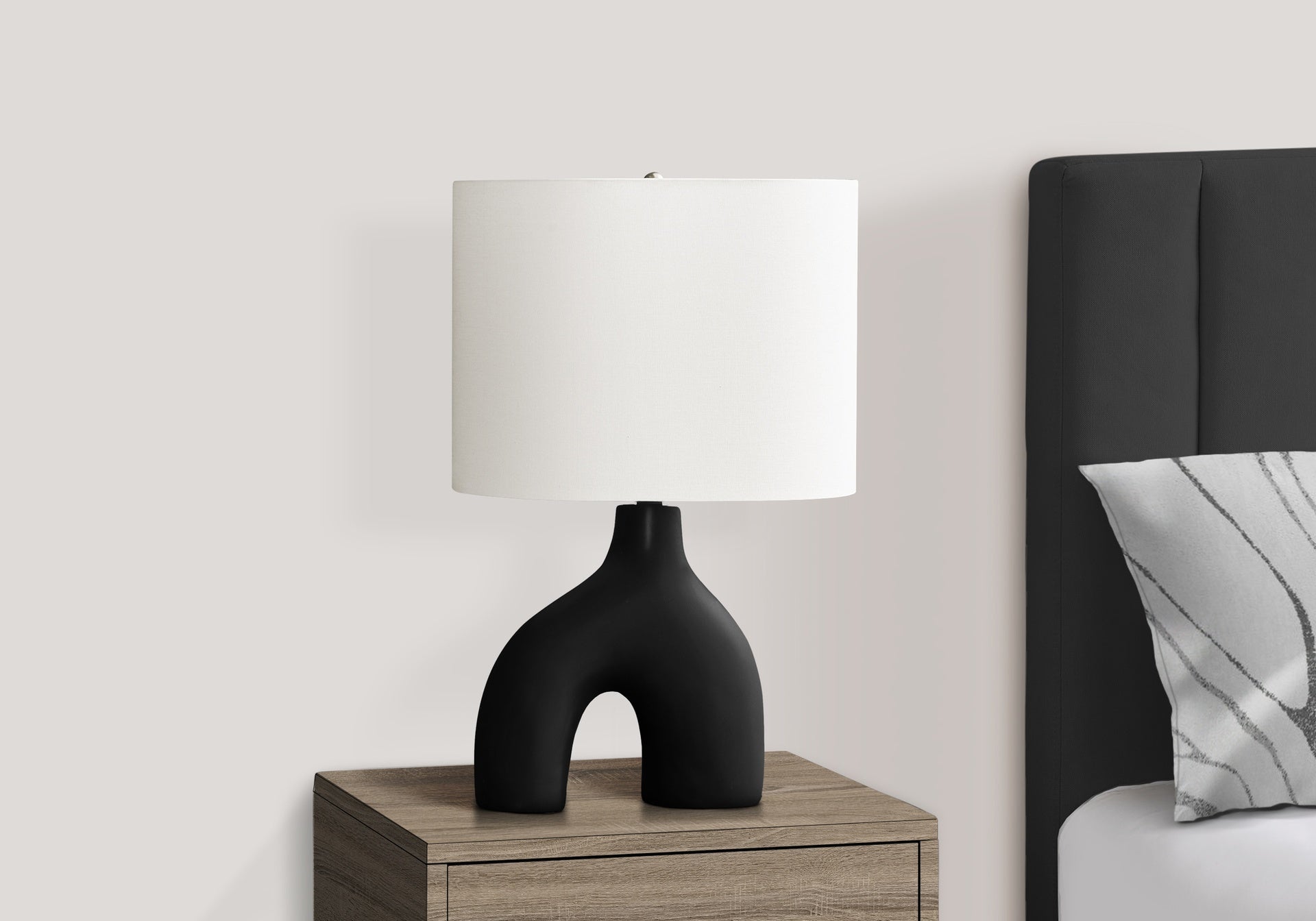 Lighting, 25"h, Table Lamp, Black Ceramic, Ivory / Cream Shade, Contemporary, Modern
