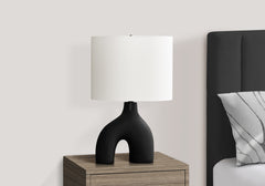 Lighting, 25"h, Table Lamp, Black Ceramic, Ivory / Cream Shade, Contemporary, Modern