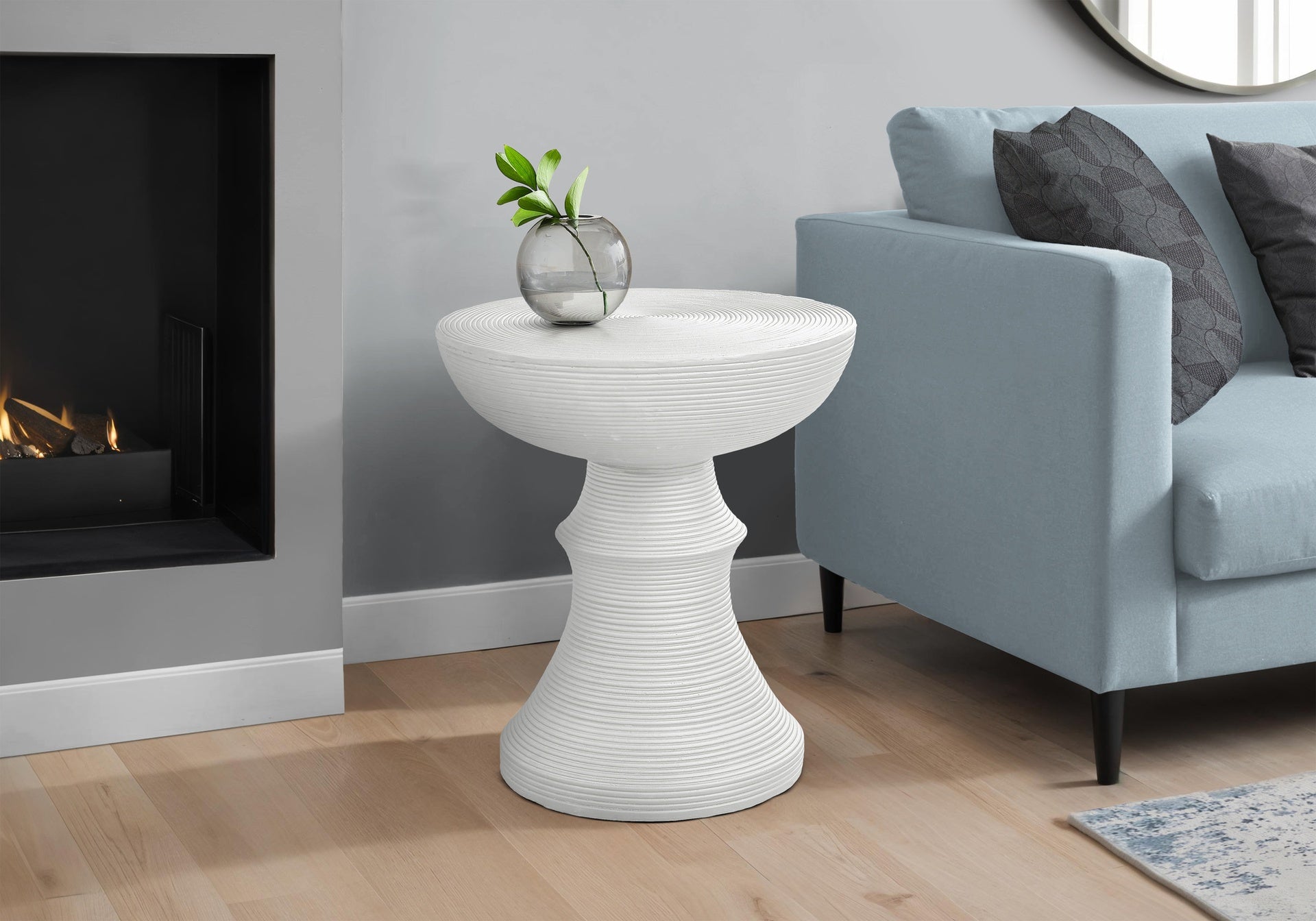 Accent Table, 25"h, Indoor Or Outdoor, Side Table, End, Bedroom, Living Room, Nightstand, Round, White, Contemporary, Modern
