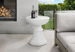 Accent Table, 25"h, Indoor Or Outdoor, Side Table, End, Bedroom, Living Room, Nightstand, Round, White, Contemporary, Modern