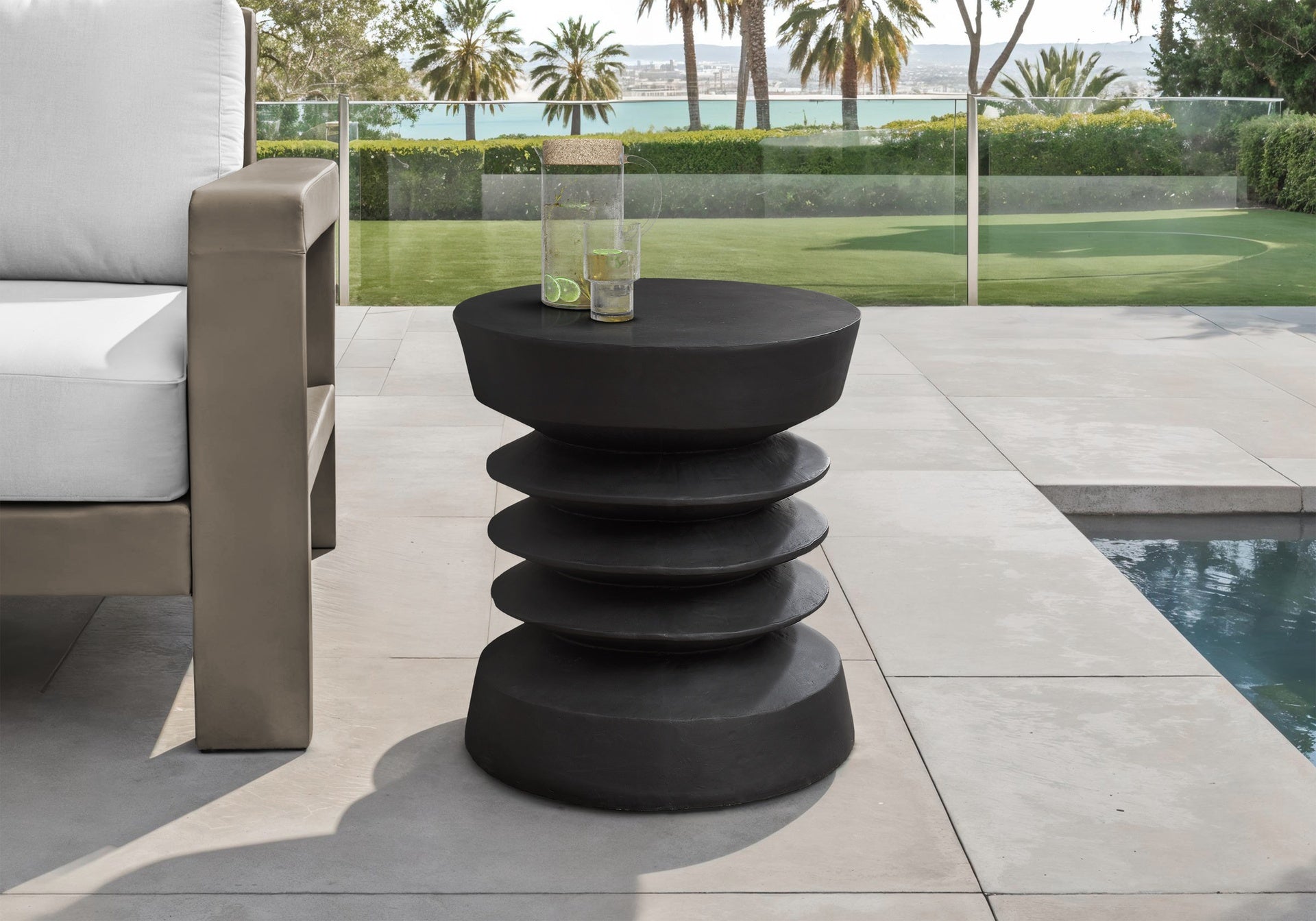 Accent Table, 25"h, Indoor Or Outdoor, Side Table, End, Bedroom, Living Room, Nightstand, Round, Black, Contemporary, Modern