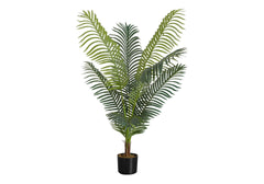 Artificial Plant, 47" Tall, Palm Tree, Indoor, Faux, Fake, Floor, Greenery, Potted, Real Touch, Decorative, Green Leaves, Black Pot