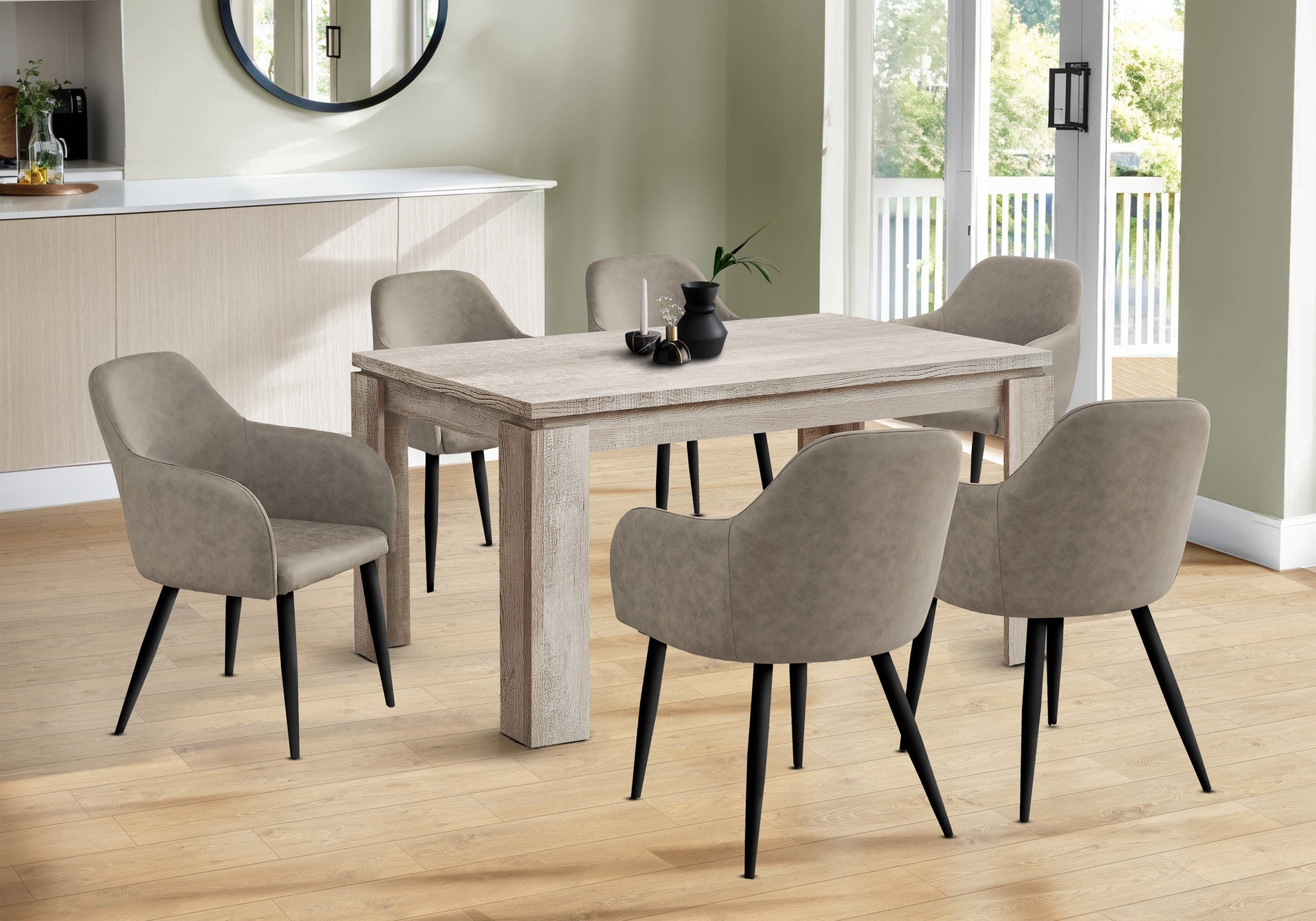 Dining Table, 60" Rectangular, Kitchen, Dining Room, Beige Laminate, Contemporary, Modern