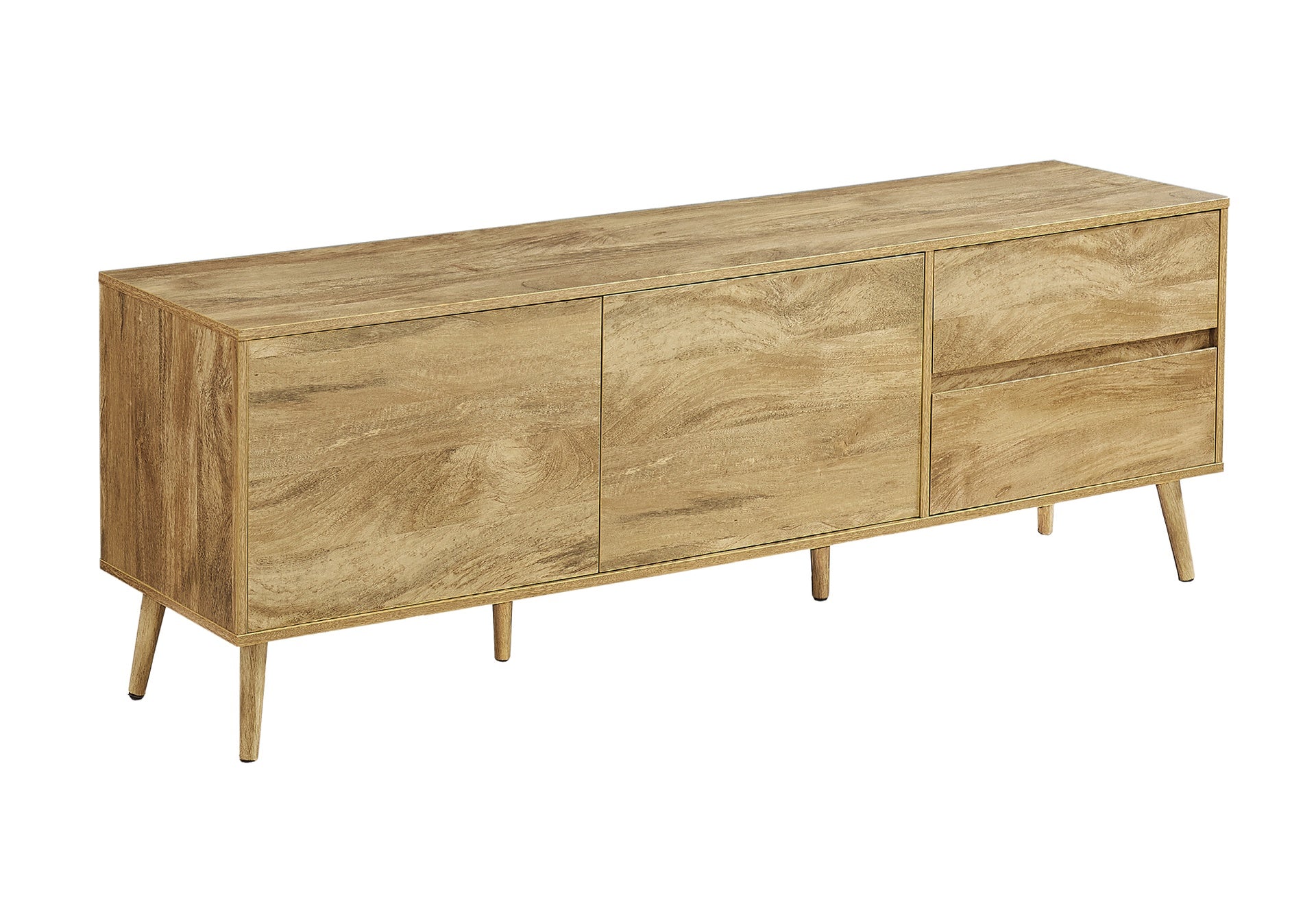 Tv Stand, 72 Inch, Console, Media Entertainment Center, Storage Drawers, Storage Cabinet, Walnut Laminate, Mid Century