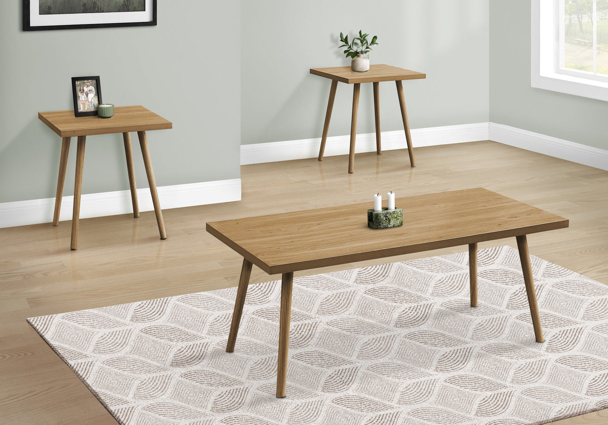 Table Set, 3pcs Set, Accent, Coffee, End, Living Room, Walnut Laminate, Contemporary, Modern
