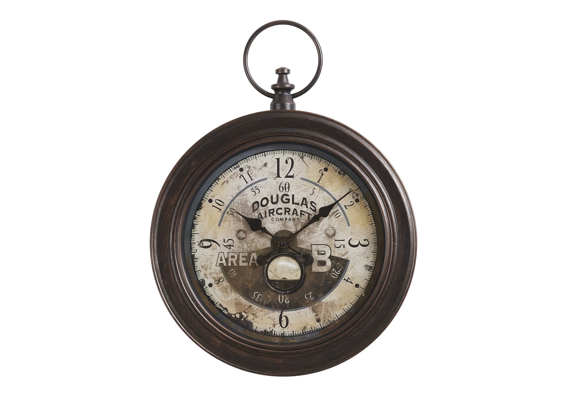 Clocks, 18" Round, Wall Clock, Antique Brown, Traditional