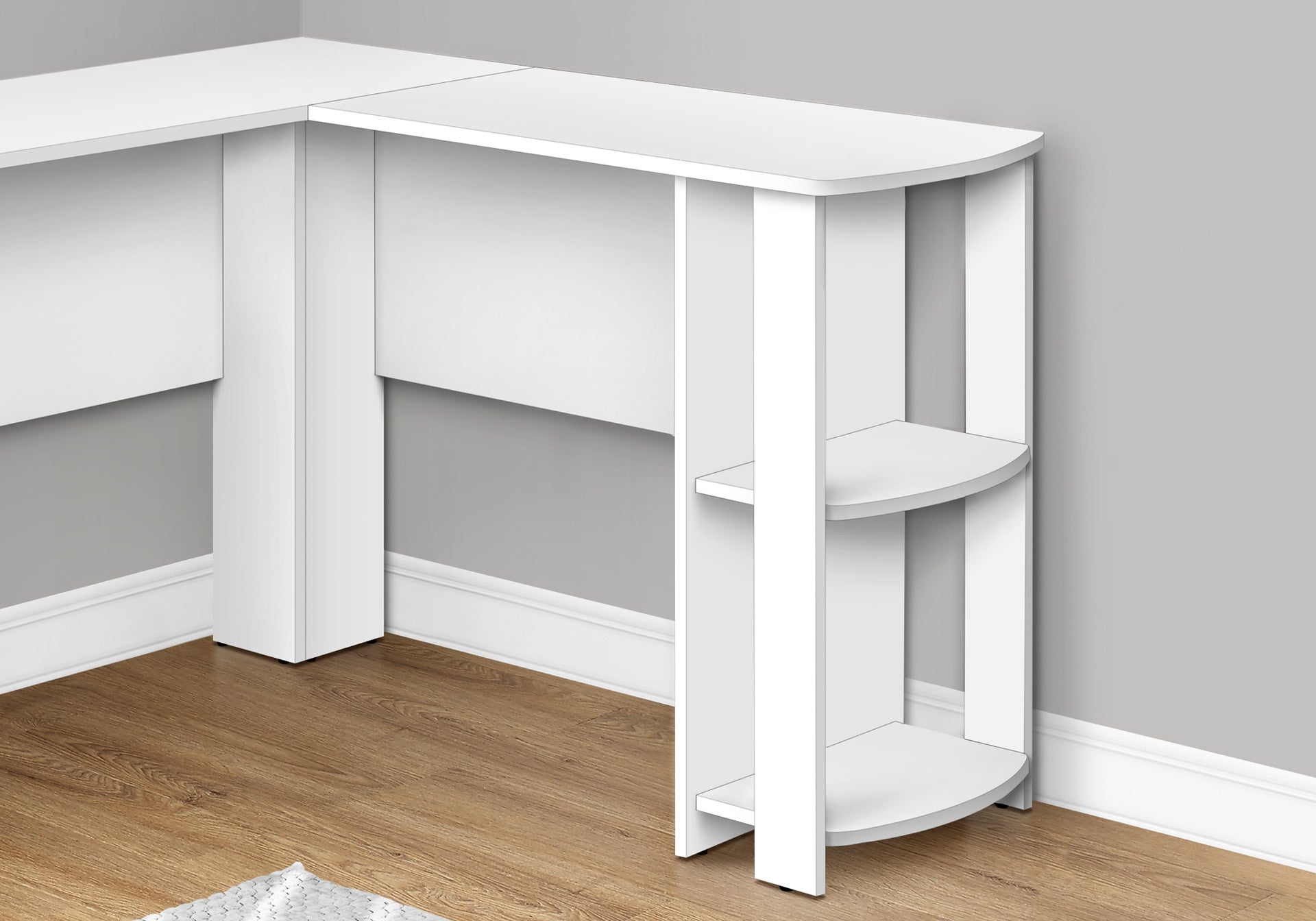 Computer Desk, Home Office, Corner, Storage Shelves, 48"l, L Shape, Work, Laptop, White Laminate, Contemporary, Modern
