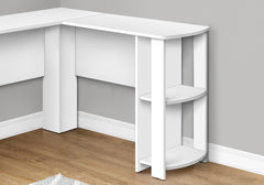 Computer Desk, Home Office, Corner, Storage Shelves, 48"l, L Shape, Work, Laptop, White Laminate, Contemporary, Modern