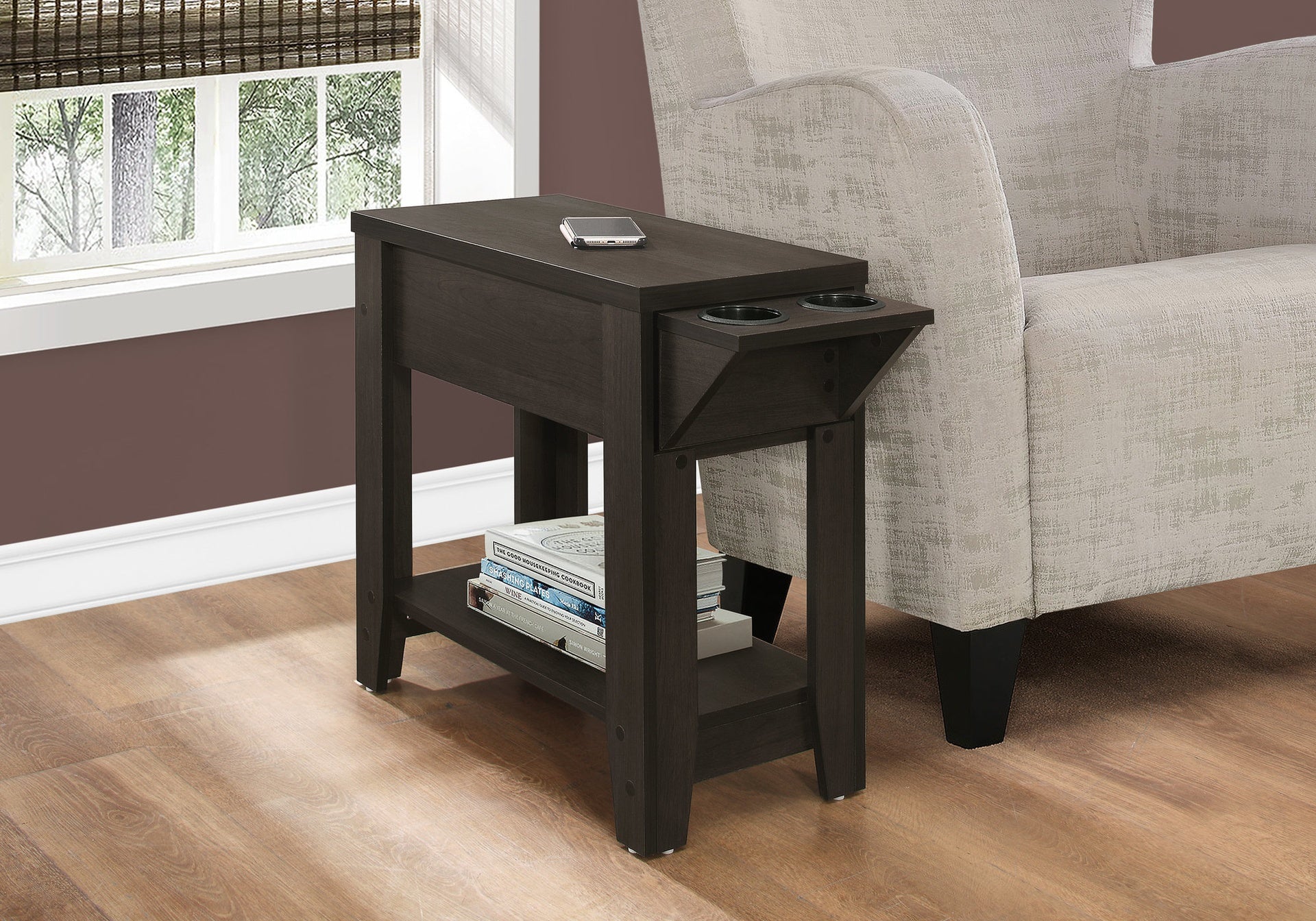 Accent Table, Side, End, Storage, Lamp, Living Room, Bedroom, Brown Laminate, Transitional