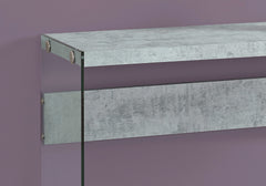 Accent Table, Console, Entryway, Narrow, Sofa, Living Room, Bedroom, Grey Laminate, Clear Tempered Glass, Contemporary, Modern