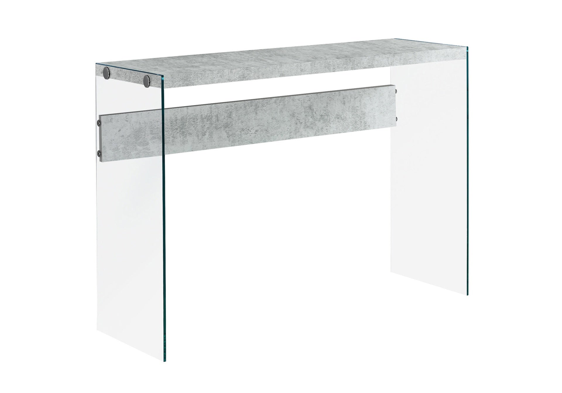 Accent Table, Console, Entryway, Narrow, Sofa, Living Room, Bedroom, Grey Laminate, Clear Tempered Glass, Contemporary, Modern