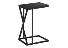 Accent Table, C-shaped, End, Side, Snack, Living Room, Bedroom, Black Laminate, Black Metal, Contemporary, Modern