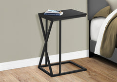 Accent Table, C-shaped, End, Side, Snack, Living Room, Bedroom, Black Laminate, Black Metal, Contemporary, Modern