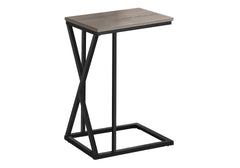 Accent Table, C-shaped, End, Side, Snack, Living Room, Bedroom, Brown Laminate, Black Metal, Contemporary, Modern