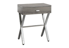 Accent Table, Side, End, Nightstand, Lamp, Storage Drawer, Living Room, Bedroom, Brown Laminate, Chrome Metal, Contemporary, Modern