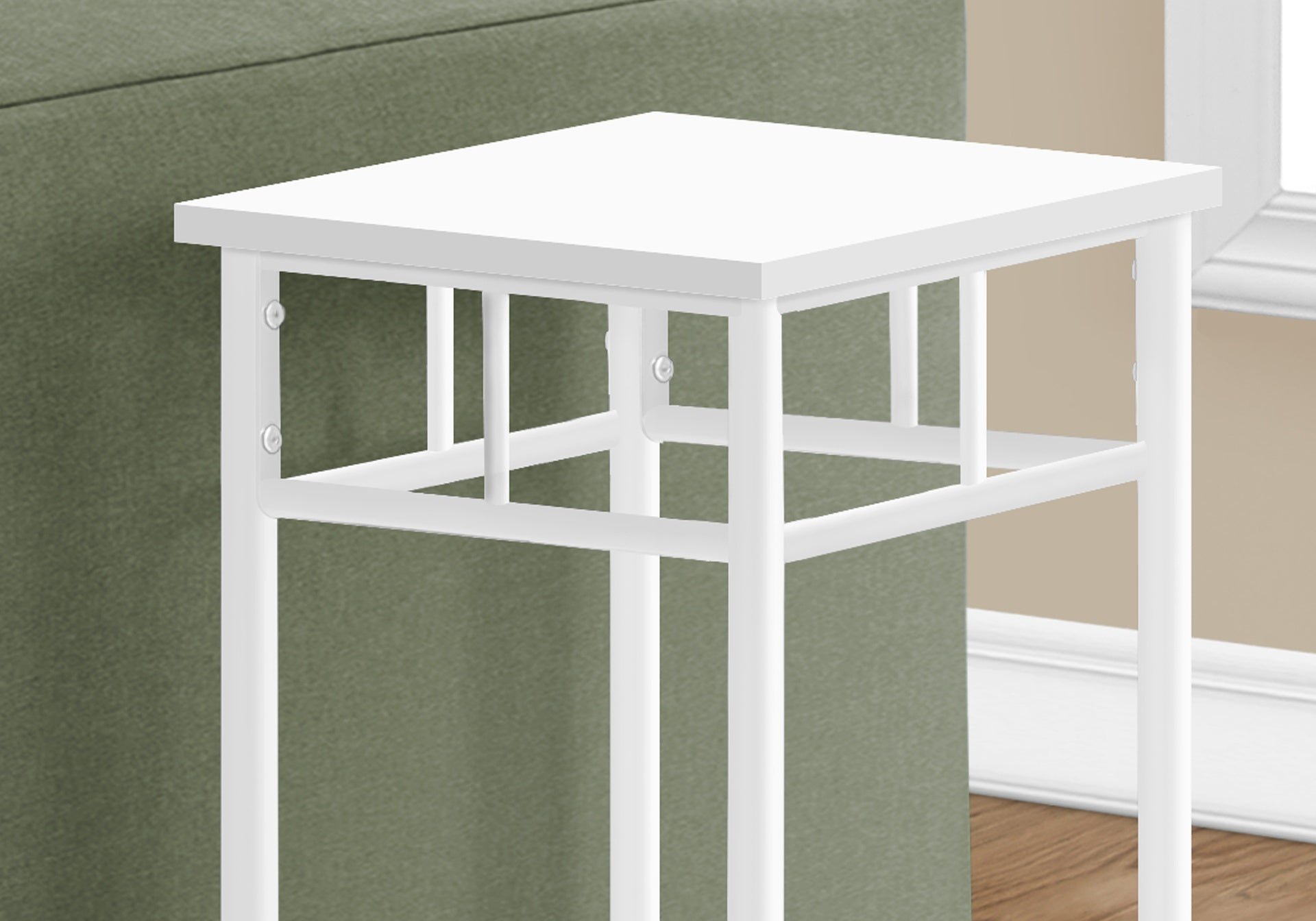 Accent Table, Side, End, Plant Stand, Square, Living Room, Bedroom, White Laminate, White, Contemporary, Modern