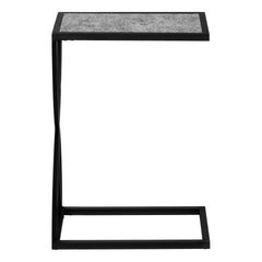Accent Table, C-shaped, End, Side, Snack, Living Room, Bedroom, Grey Laminate, Black Metal, Contemporary, Modern