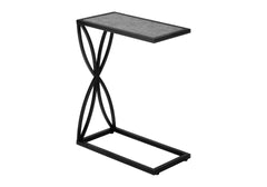 Accent Table, C-shaped, End, Side, Snack, Living Room, Bedroom, Grey Laminate, Black Metal, Contemporary, Modern
