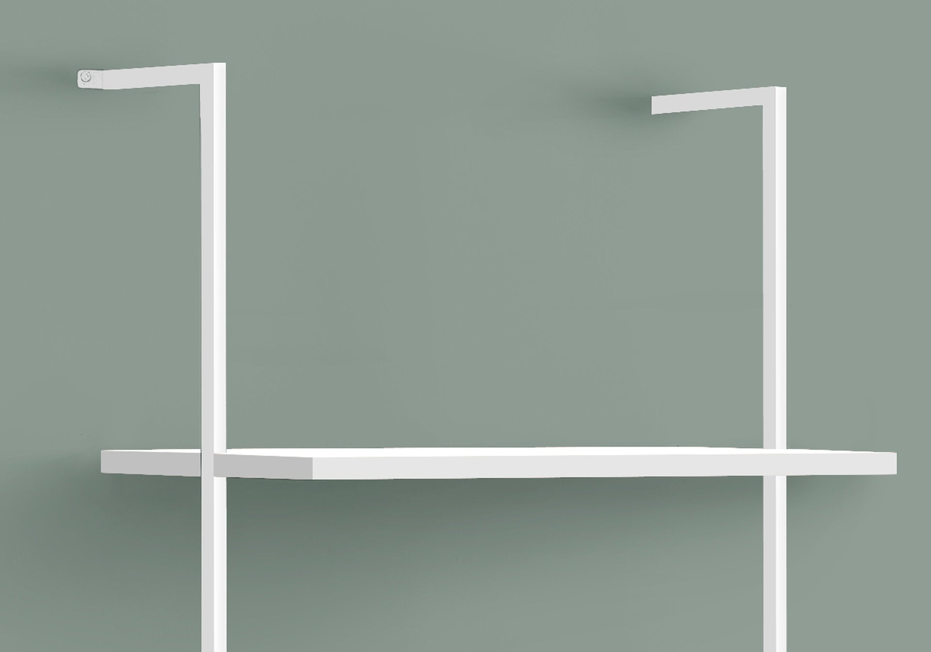 Bookshelf, Bookcase, Etagere, Ladder, 5 Tier, 72"h, Office, Bedroom, White Laminate, White Metal, Contemporary, Modern
