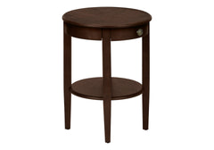 Accent Table, 2 Tier, End, Side Table, Round, Nightstand, Bedroom, Lamp, Brown Veneer, Transitional