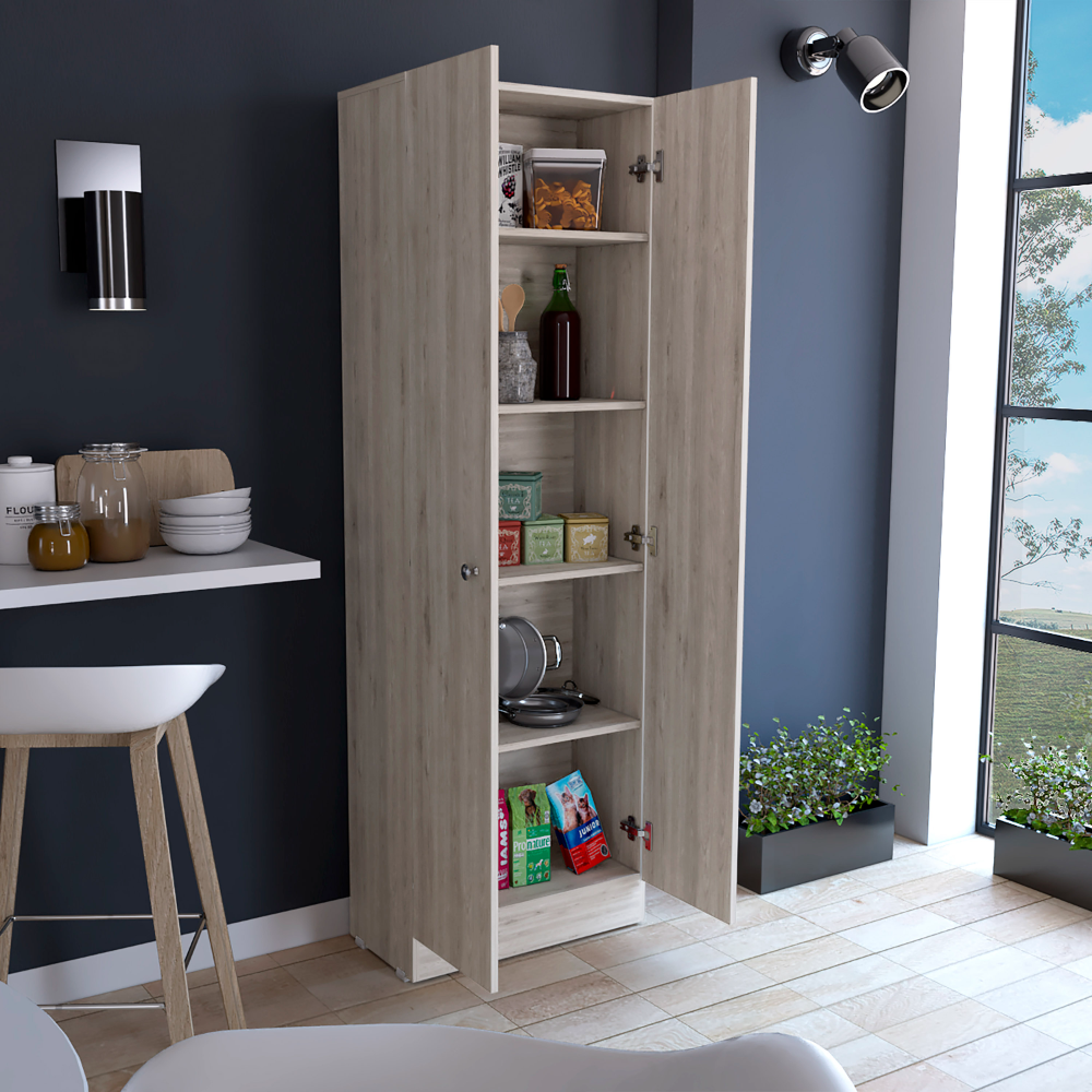 Multistorage Cabinet 71" H, Two Doors, Five Internal Shelves, Light Gray