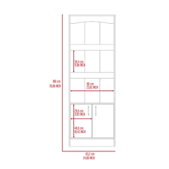 Bookcase, Three Shelves, Double Door Cabinet, Metal Hardware, Black