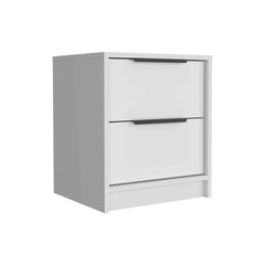 Modern Nightstand 19" H, Two Drawers, White