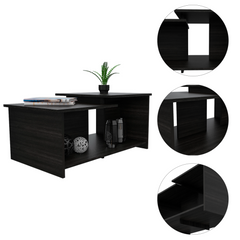 Coffee Table, Lower Open Shelf, Black