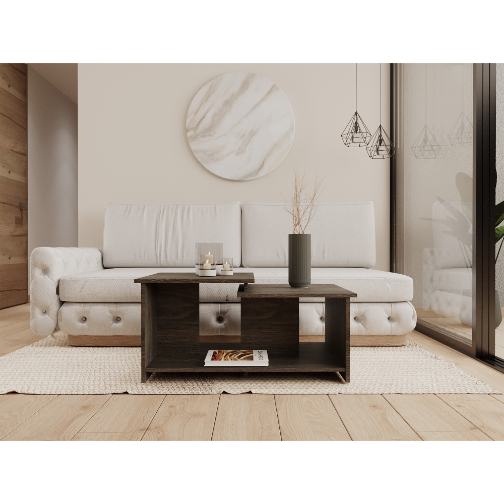 Coffee Table, Lower Open Shelf, Black