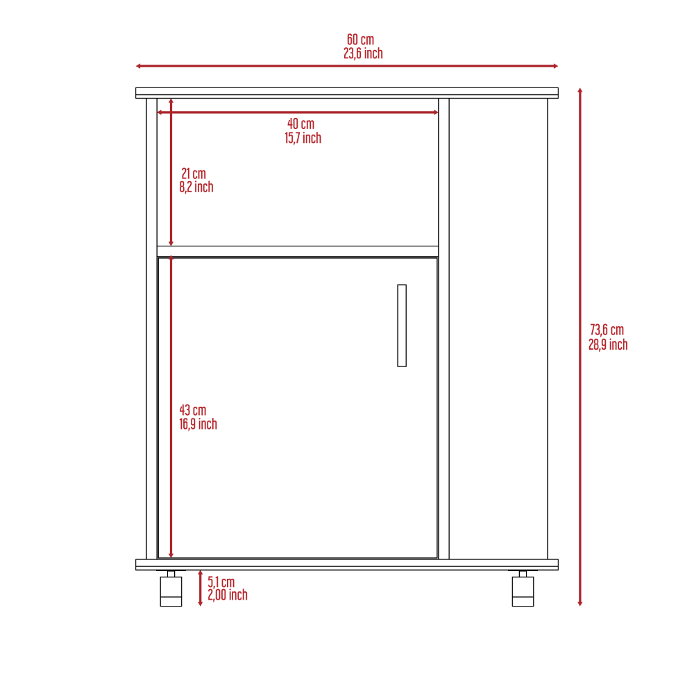 Lower Microwave Pantry 29" H, Single Door Cabinet, One Open Shelf, Three Side Shelves, Black