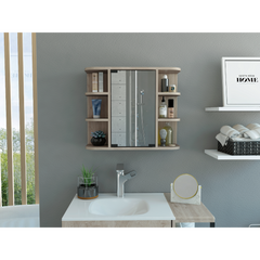 Medicine Cabinet 19" H, Six External Shelves, Three Interior Shelves, Light Gray