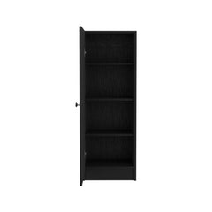 Kitchen Pantry 47" H, One Door Cabinet, Four Interior Shelves, Black