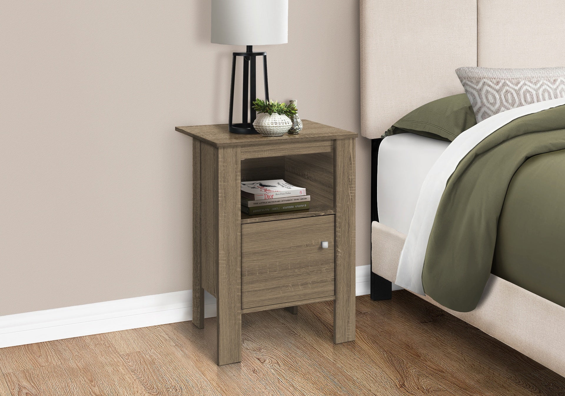 Accent Table, Side, End, Nightstand, Lamp, Storage, Living Room, Bedroom, Brown Laminate, Transitional